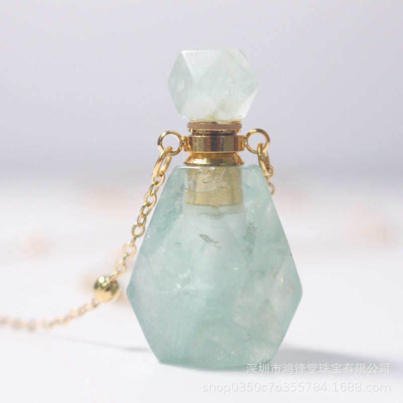 Natural Crystal Perfume Bottle Necklace for Women