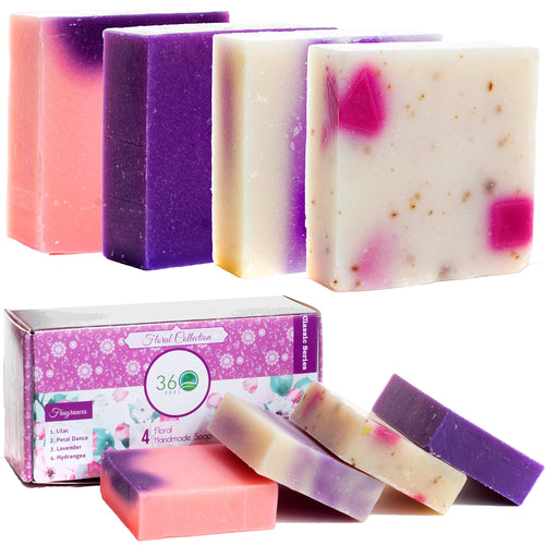 360Feel Floral 4 large Soap bar - Flower scents Lavender Lilac Hydrangea