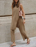 Casual Loose Blouse & Wide-Leg Pants Set