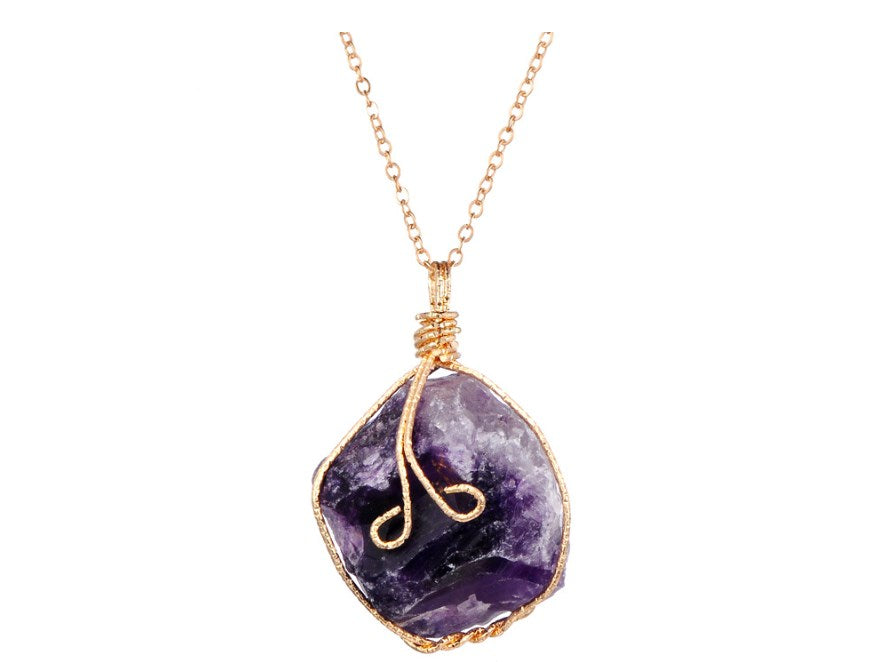 Irregular Necklace with White Crystal Pendant