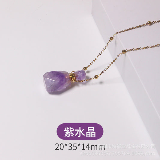 Natural Crystal Perfume Bottle Necklace for Women