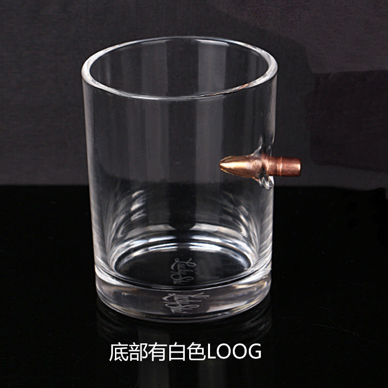 Creative Glass Whiskey Cup with Bullet Design