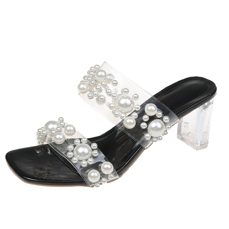Korean Style Crystal Heel High-Heel Sandals & Slippers