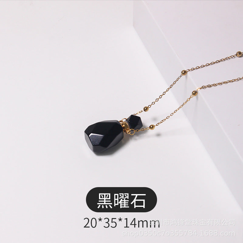 Natural Crystal Perfume Bottle Necklace for Women