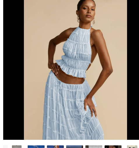 Halter Top & Pleated Maxi Skirt Set