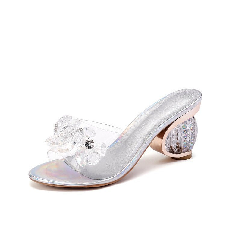 Fashionable Women's Summer Floral Transparent Heels