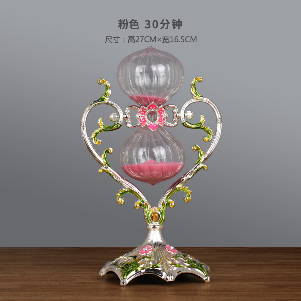 Metal Heart Hourglass Timer for Bedroom Decoration