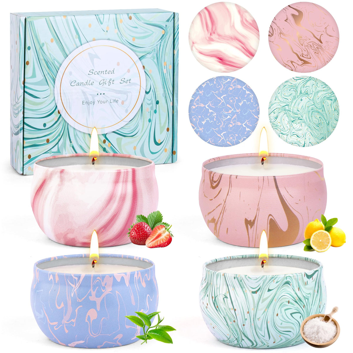 Candle GiftsScented Candles Christmas Gift Set for Women 4 Pack Aromatherapy Candles for Home Scented Natural Soy Wax Candles Gift Set for Birthday Mothers Day Christmas Valentines Day