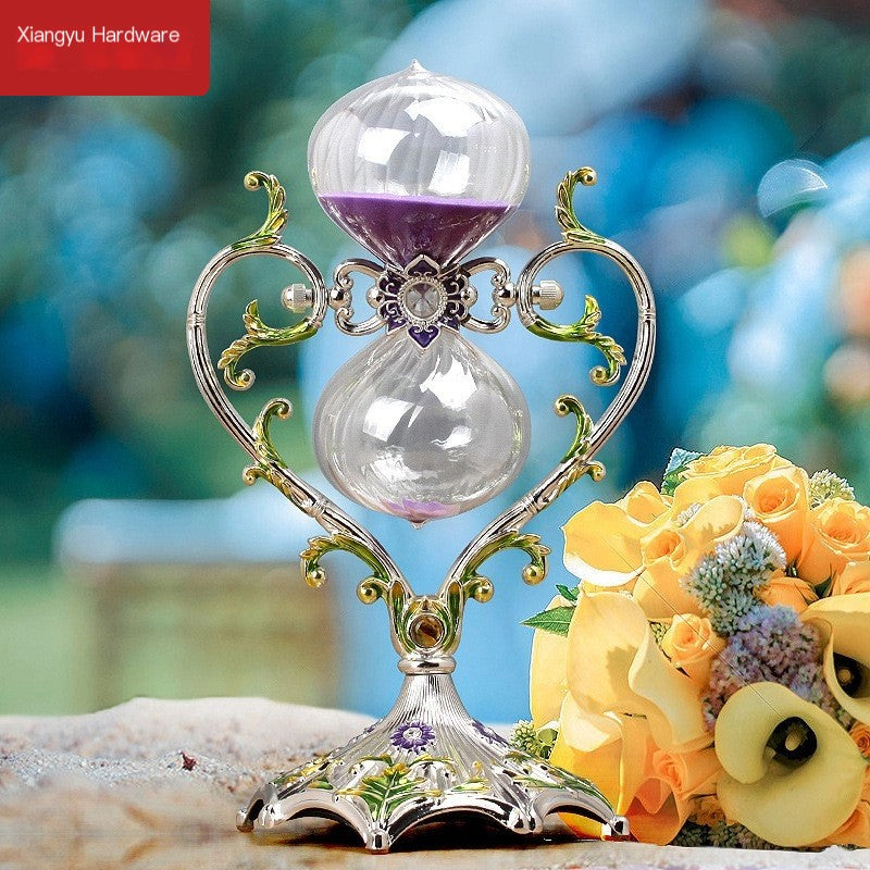 Metal Heart Hourglass Timer for Bedroom Decoration