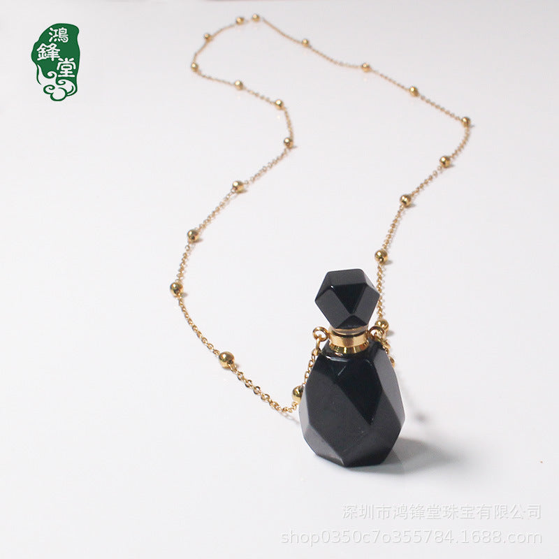 Natural Crystal Perfume Bottle Necklace for Women