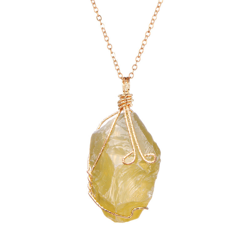 Irregular Necklace with White Crystal Pendant