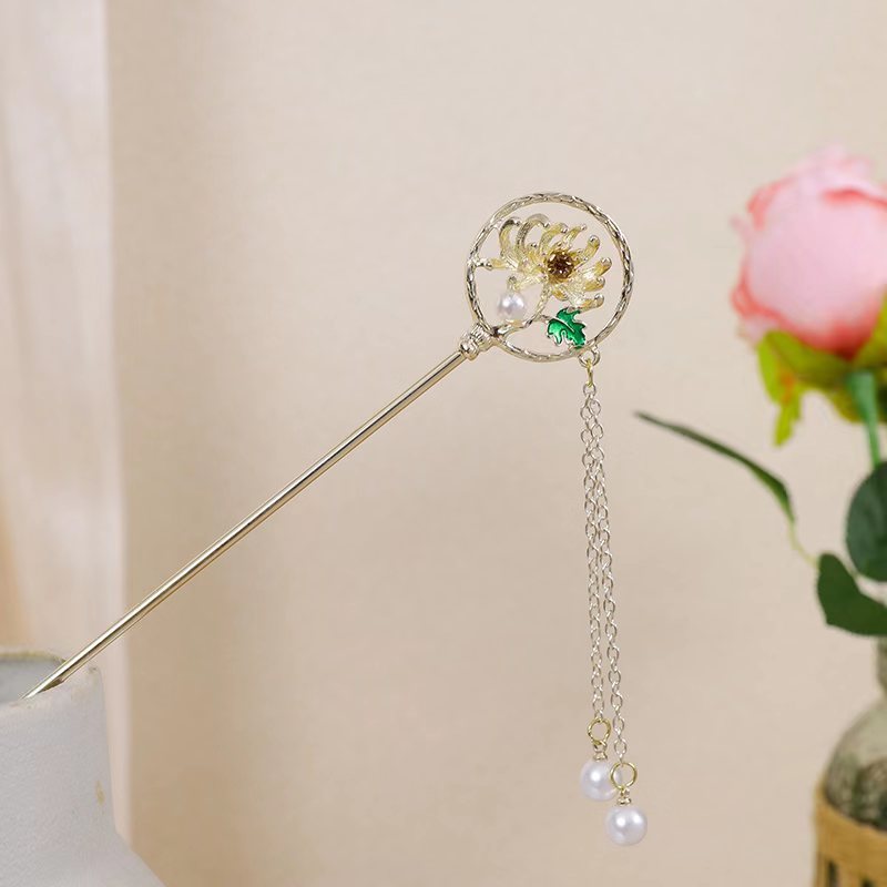 New Chinese Style Floral Hairpin for Everyday Use