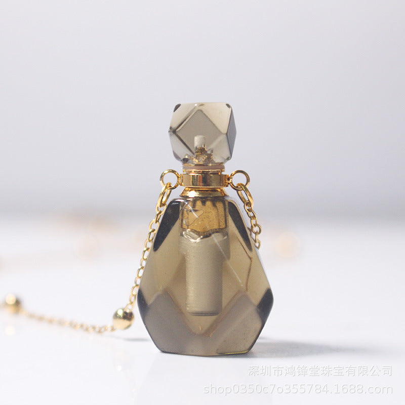Natural Crystal Perfume Bottle Necklace for Women