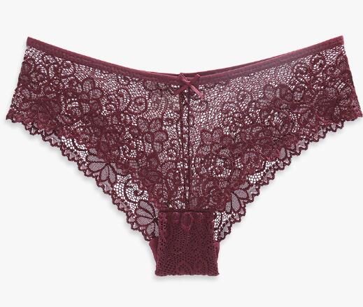Women's Lace T-shaped Cotton Underwear - Pink Butterfly