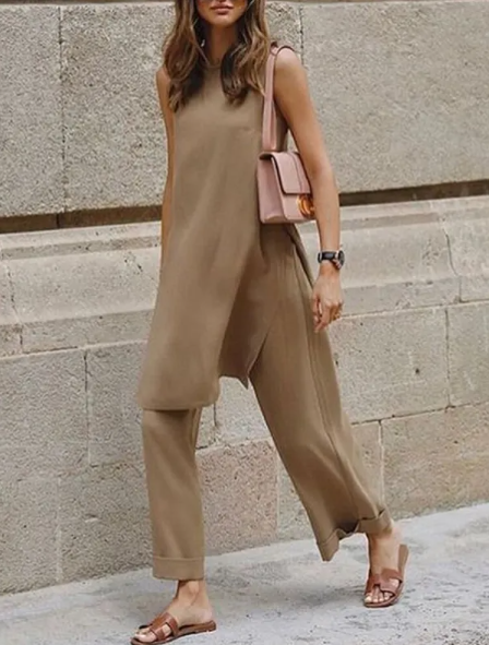 Casual Loose Blouse & Wide-Leg Pants Set