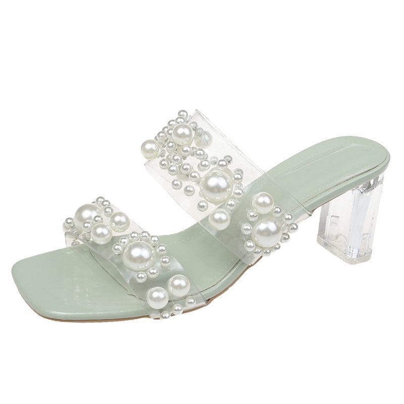 Korean Style Crystal Heel High-Heel Sandals & Slippers