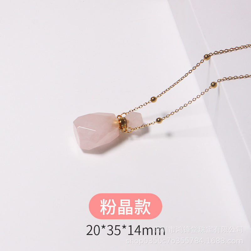 Natural Crystal Perfume Bottle Necklace for Women