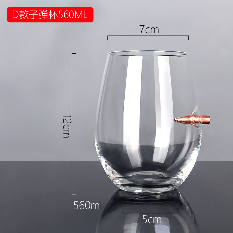 Creative Glass Whiskey Cup with Bullet Design