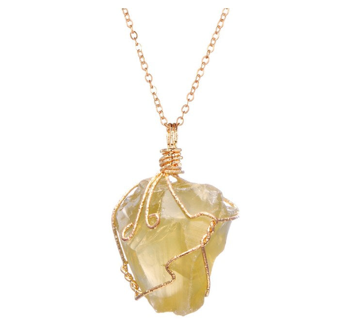 Irregular Necklace with White Crystal Pendant