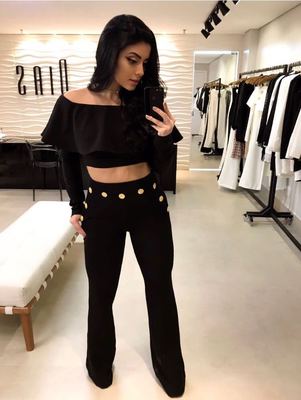 Spring Long Sleeve Women's Top with Fashionable Pants Set
